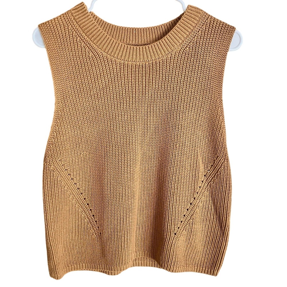 French Connection Womens Camel Tan Knit Crew Neck Sweater Vest NWT M